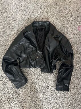 Vici Black Cropped Faux Leather Moto Jacket
